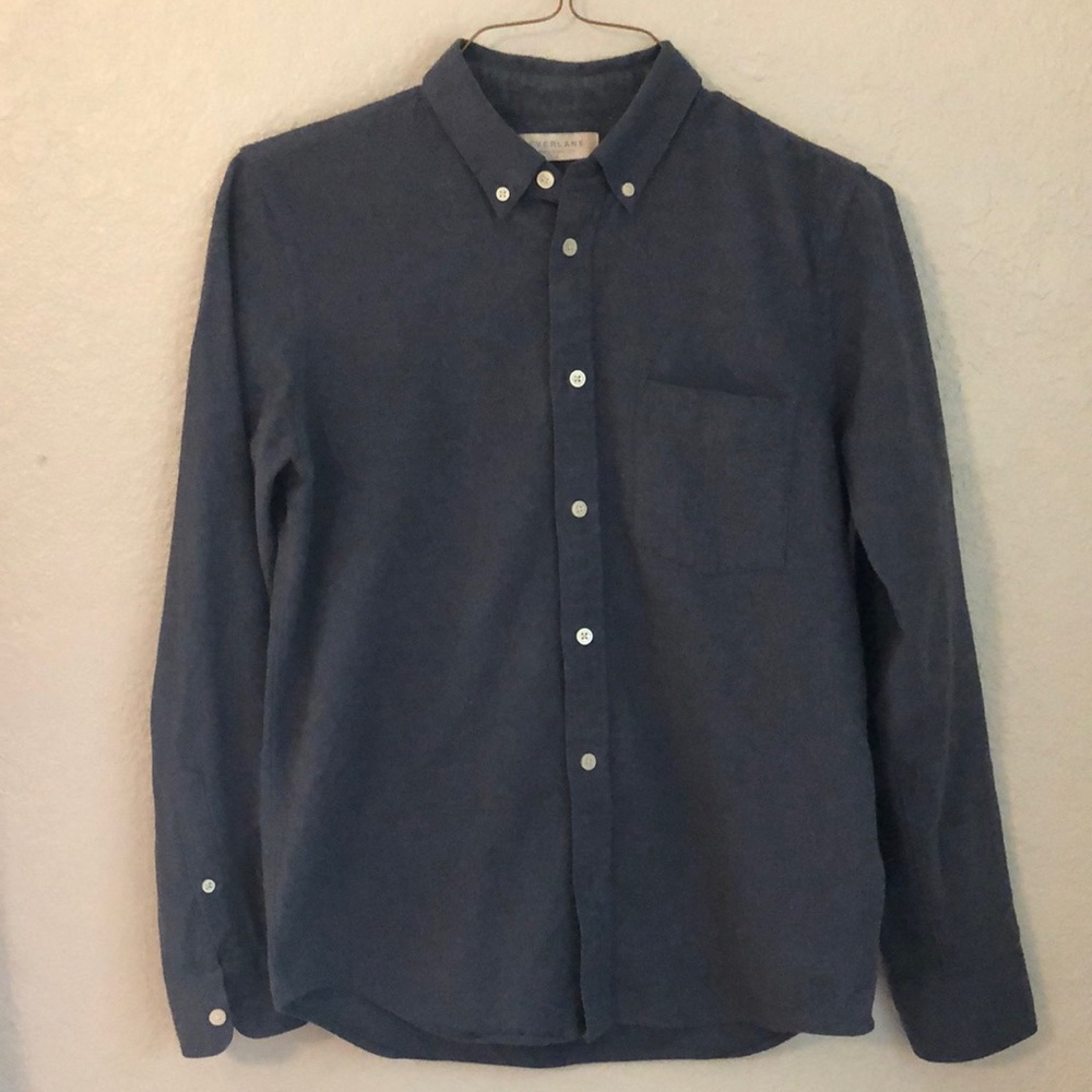 BEAUTIFUL Everlane men’s collared shirt in dark blue/gray size small